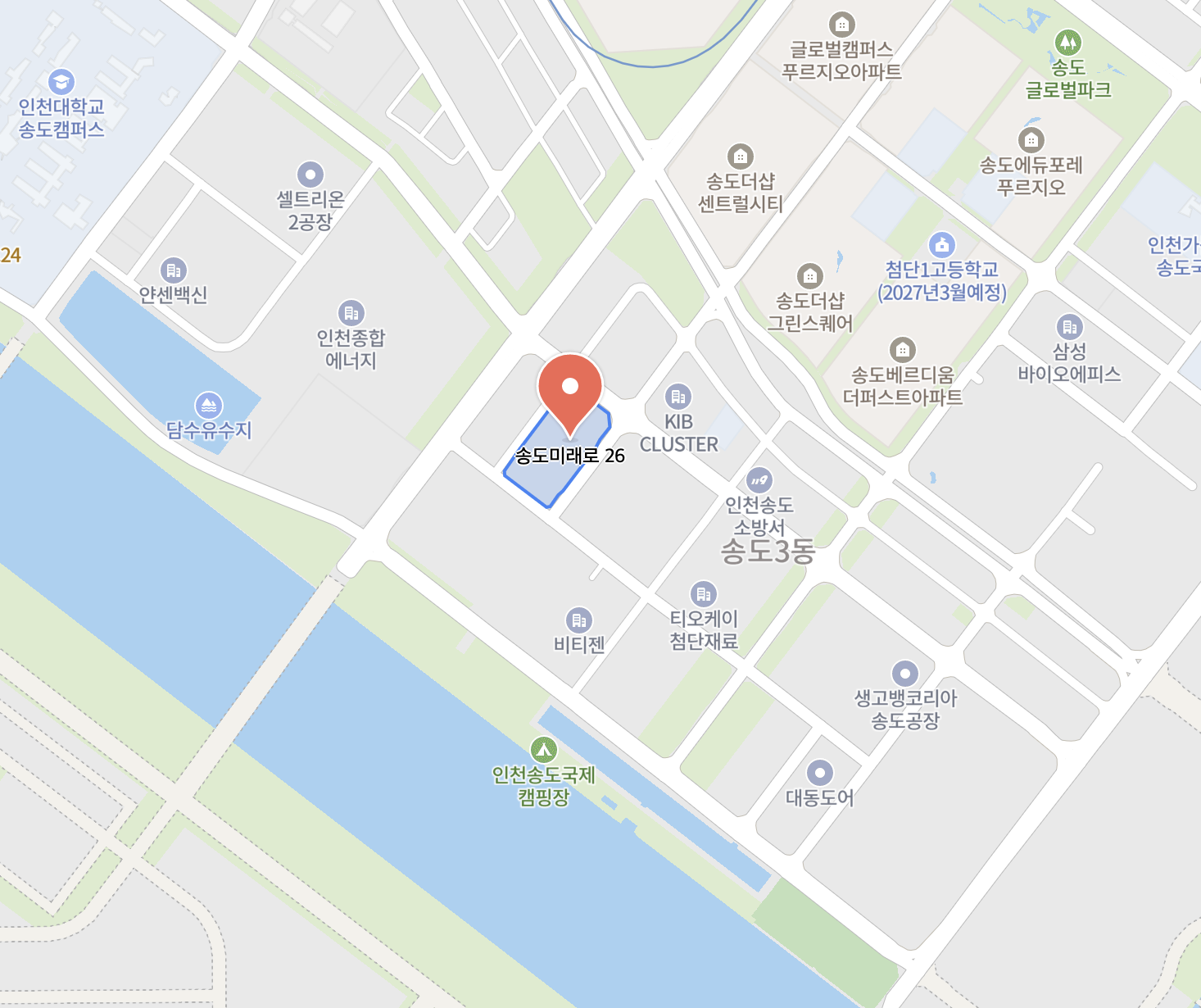 인천 송도에 위치한 K-CAST 본부 약도